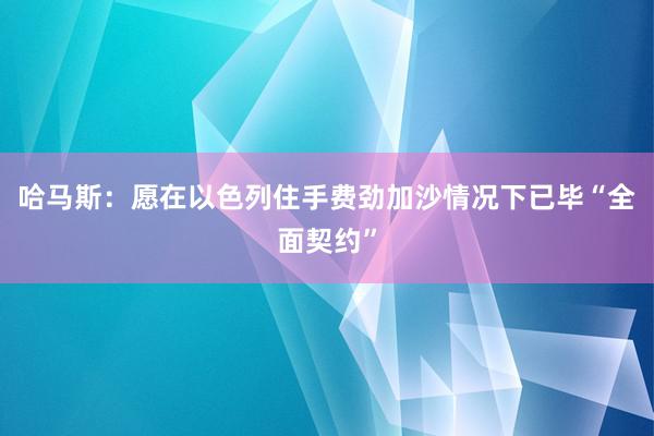 哈马斯：愿在以色列住手费劲加沙情况下已毕“全面契约”