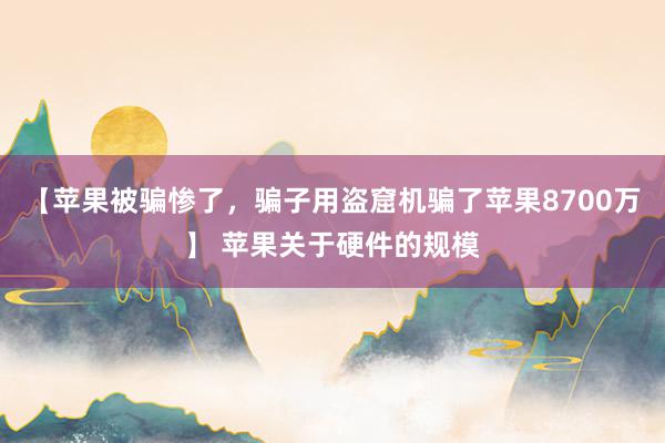 【苹果被骗惨了，骗子用盗窟机骗了苹果8700万】 苹果关于硬件的规模