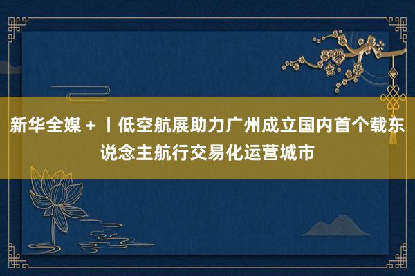 新华全媒＋丨低空航展助力广州成立国内首个载东说念主航行交易化运营城市