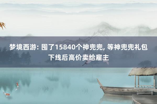 梦境西游: 囤了15840个神兜兜, 等神兜兜礼包下线后高价卖给雇主