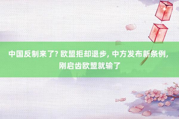 中国反制来了? 欧盟拒却退步, 中方发布新条例, 刚启齿欧盟就输了