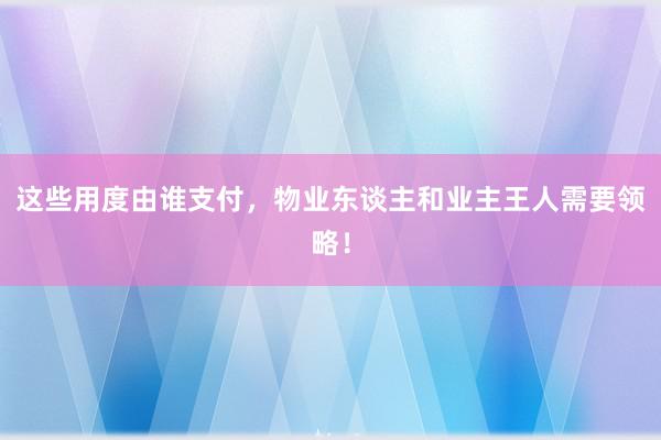 这些用度由谁支付，物业东谈主和业主王人需要领略！