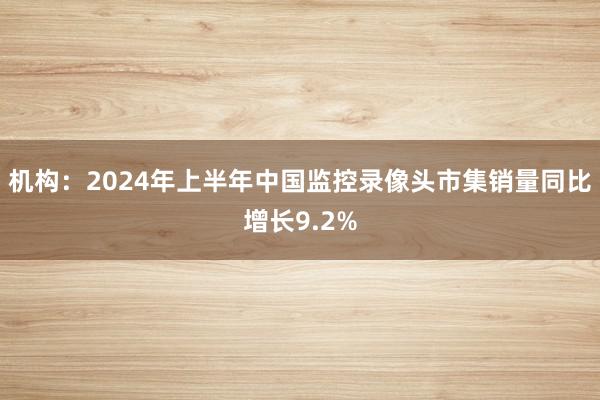 机构：2024年上半年中国监控录像头市集销量同比增长9.2%