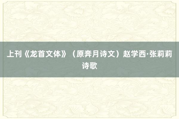 上刊《龙首文体》（原奔月诗文）赵学西·张莉莉诗歌