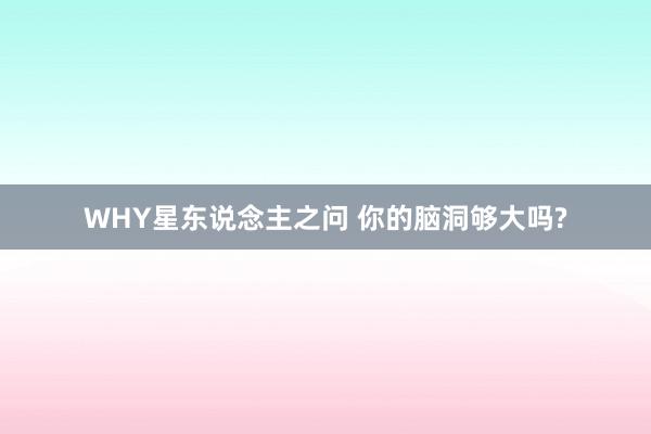 WHY星东说念主之问 你的脑洞够大吗?