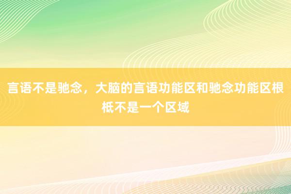 言语不是驰念，大脑的言语功能区和驰念功能区根柢不是一个区域