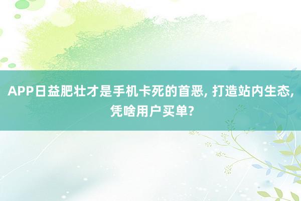 APP日益肥壮才是手机卡死的首恶, 打造站内生态, 凭啥用户买单?