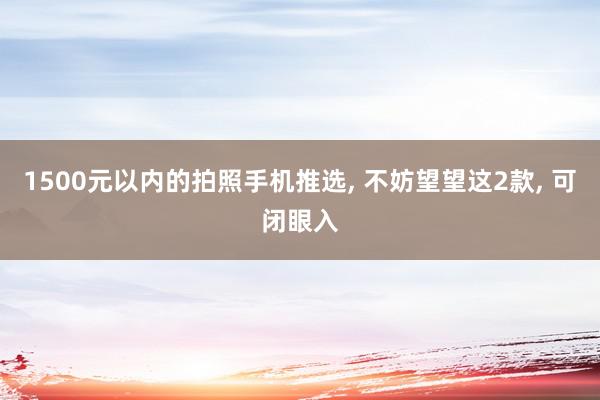 1500元以内的拍照手机推选, 不妨望望这2款, 可闭眼入