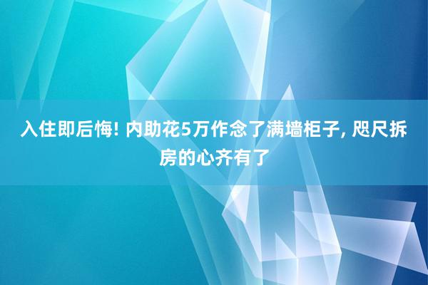 入住即后悔! 内助花5万作念了满墙柜子, 咫尺拆房的心齐有了