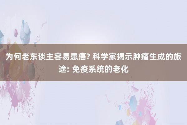 为何老东谈主容易患癌? 科学家揭示肿瘤生成的旅途: 免疫系统的老化